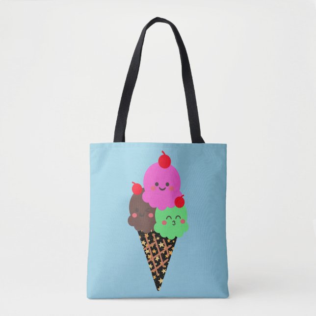 Cute Ice Cream - Kawaii Space Cone Tote Bag (Front)
