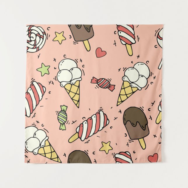 Cute Ice Cream & Lollipops: Seamless Tapestry (Front)