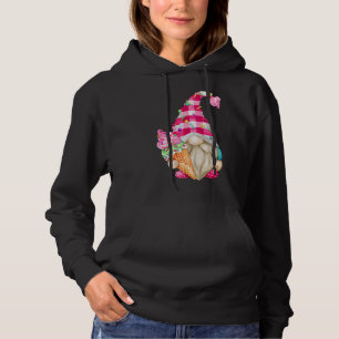 Cute Ice Cream Lover Gnome For Women With Pink Buf Hoodie