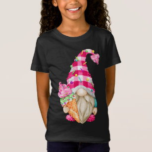 Cute Ice Cream Lover Gnome For Women With Pink Buf T-Shirt