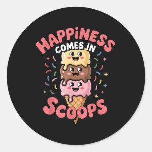 Cute Ice Cream Lover Happiness Comes In Scoops Ice Classic Round Sticker