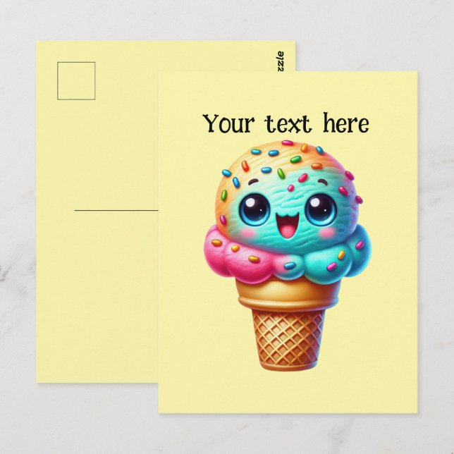 Cute ice cream lovers customise postcard (Front/Back)