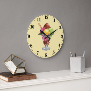 Cute ice cream lovers large clock