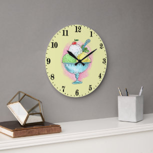 Cute ice cream lovers  large clock