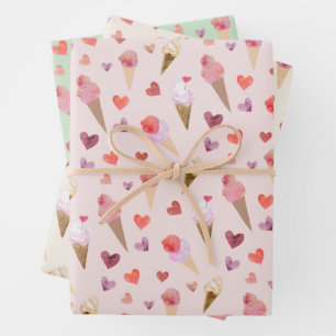 Cute Ice Cream Party Hand-Illustrated Original Art Wrapping Paper Sheet