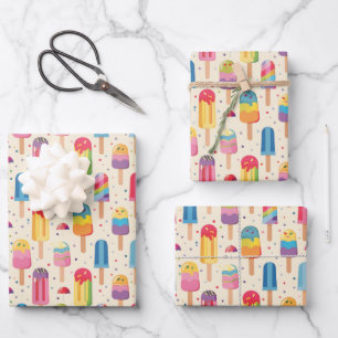 Cute ice cream party pattern wrapping paper sheet