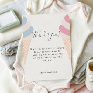 Cute Ice Cream Pastel Colour Gender Reveal Thank You Card