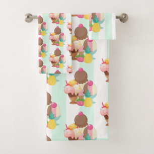 Cute Ice Cream Pattern Bath Towel Set