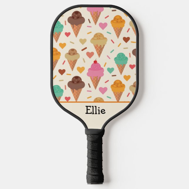Cute Ice Cream Pattern Custom personalised  Pickleball Paddle (Front)