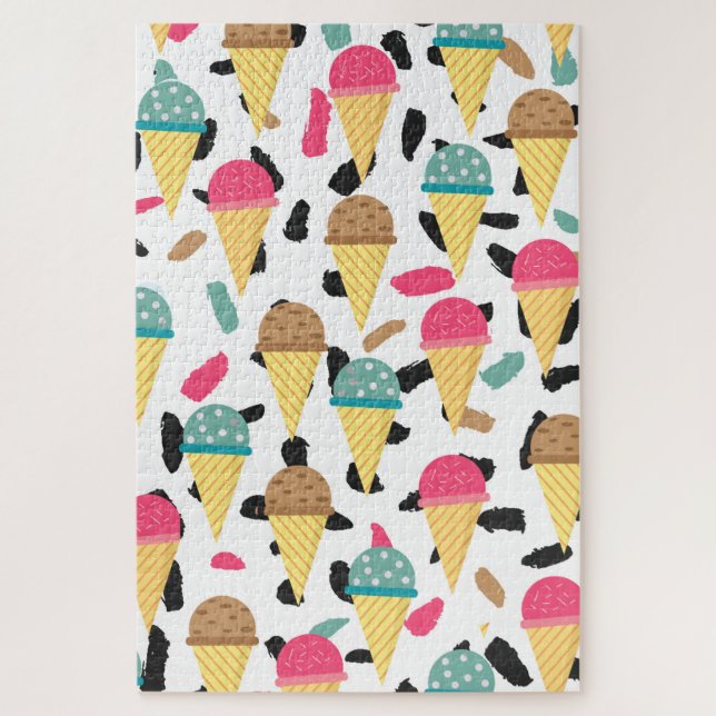 Cute Ice Cream Pattern Jigsaw Puzzle (Vertical)
