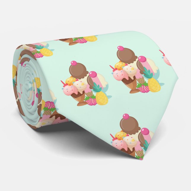 Cute Ice Cream Pattern Tie (Rolled)