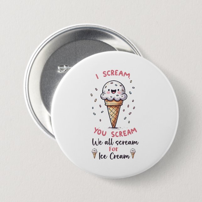 Cute Ice Cream Pun  7.5 Cm Round Badge (Front & Back)