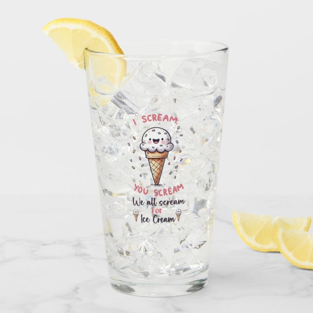 Cute Ice Cream Pun  Glass (Front Ice)