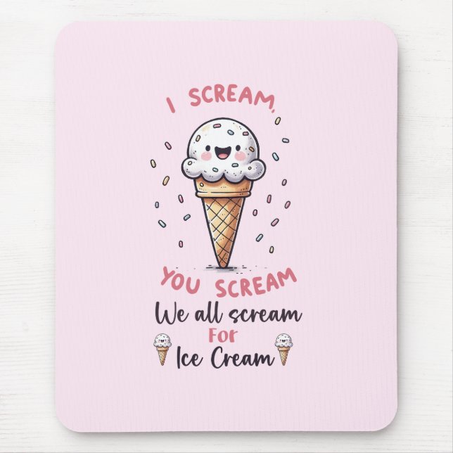 Cute Ice Cream Pun  Mouse Mat (Front)