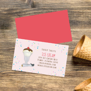 Cute Ice Cream Restaurant Custom Business Card
