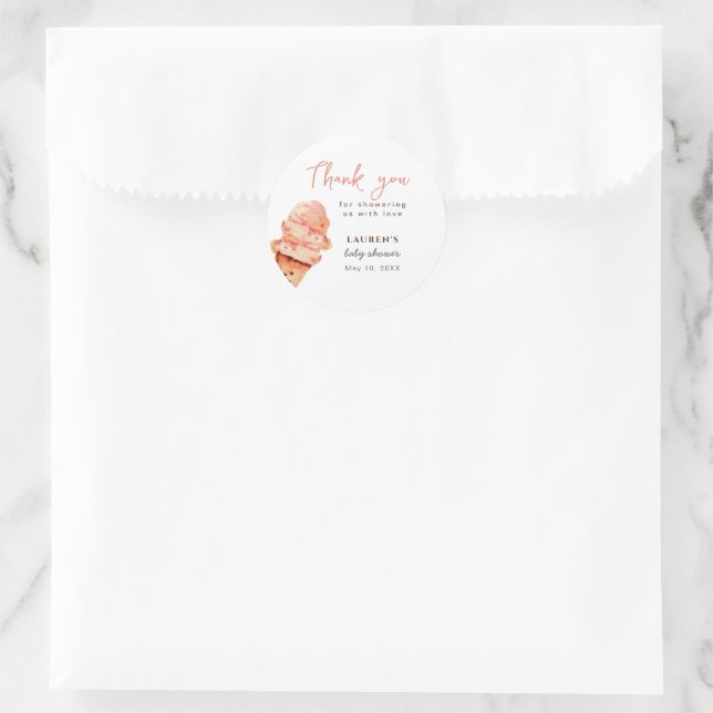 Cute Ice cream scoop Baby shower Classic Round Sticker (Bag)