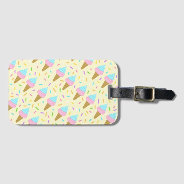 Cute ice cream seamless pattern luggage tag (Front Horizontal)