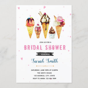 Cute ice cream shower party invitation