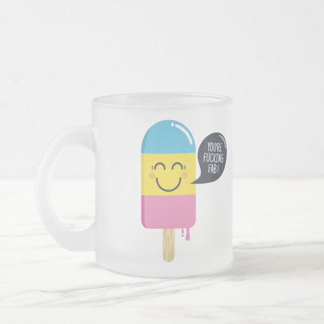 Cute ice cream smile - You're Fab-Funny bubble Frosted Glass Coffee Mug (Left)