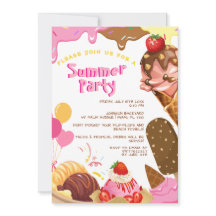 Cute ice cream summer party invitation