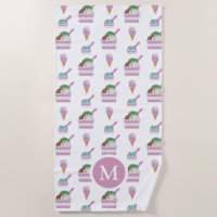 Cute Ice Cream Summer Pattern Monogram