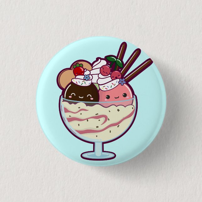 Cute Ice Cream Sundae 3 Cm Round Badge (Front)