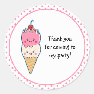 Cute Ice Cream Thank You Classic Round Sticker