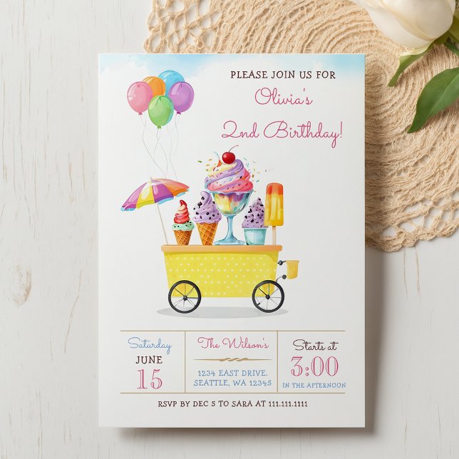 Cute Ice Cream Truck Birthday Invitation (Cute Ice Cream Truck Birthday Invitation)