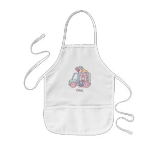 Cute Ice Cream Truck Bunny And Penguin Name Kids Apron
