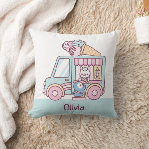 Cute Ice Cream Truck Bunny And Penguin tote bag Cushion