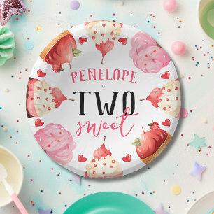 Cute Ice Cream Two Sweet Girls Birthday Party Paper Plate