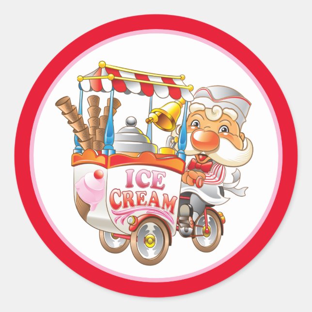 Cute ice cream vendor party classic round sticker (Front)