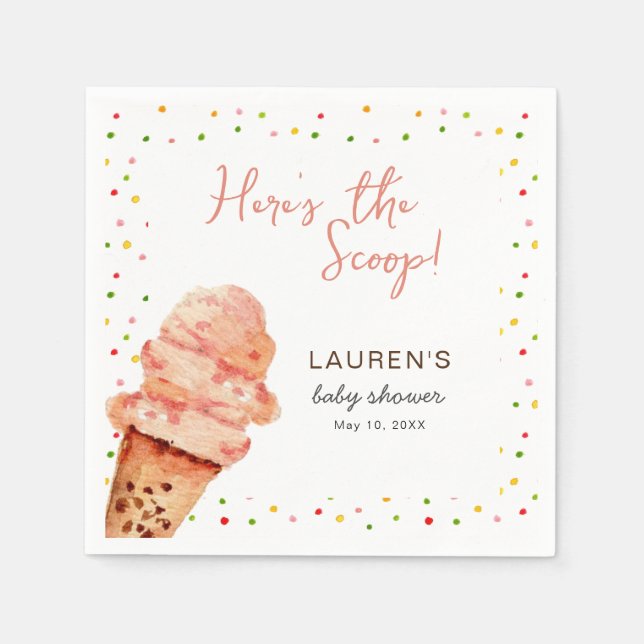 Cute Ice cream with Sprinkles Baby Shower Napkin (Front)