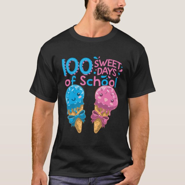 Cute ice creams 100 sweet days from school girls T-Shirt (Front)