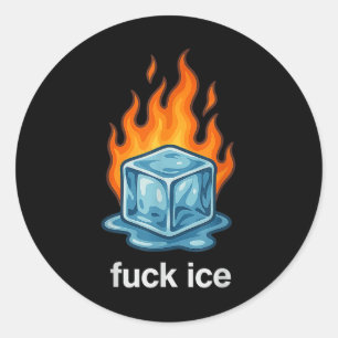 Cute Ice Cube On Fire For Ice Protest Deportation  Classic Round Sticker