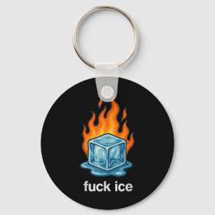Cute Ice Cube On Fire For Ice Protest Deportation Key Ring