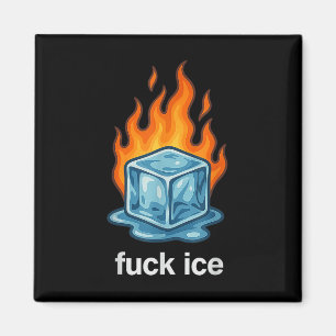 Cute Ice Cube On Fire For Ice Protest Deportation Magnet