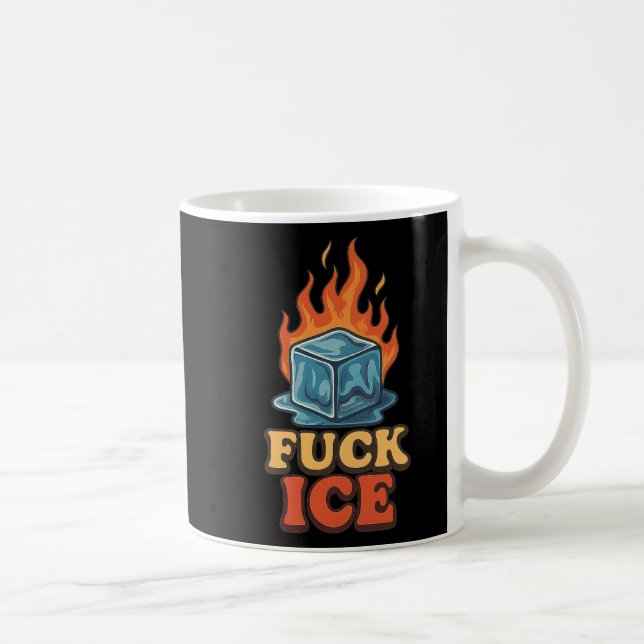 Cute Ice Cube On Fire Ice Protest Deportation  Coffee Mug (Right)