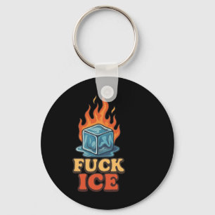 Cute Ice Cube On Fire Ice Protest Deportation Key Ring