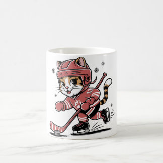 Cute Ice Hockey Cat Player – Fun Sports Cartoon De Coffee Mug