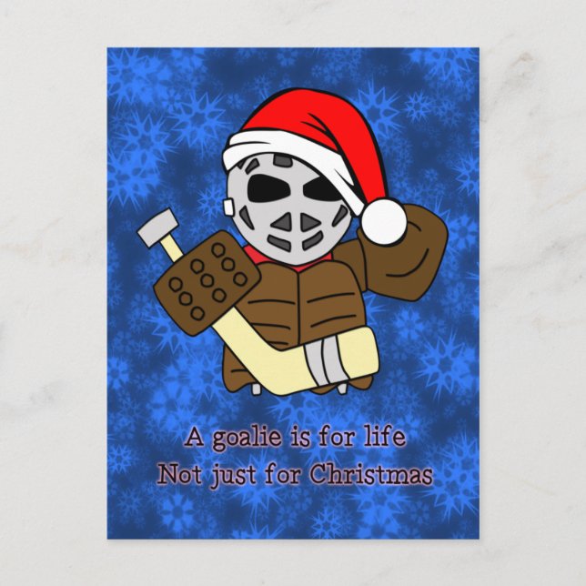 Cute Ice Hockey Goalie Christmas Card Postcards (Front)