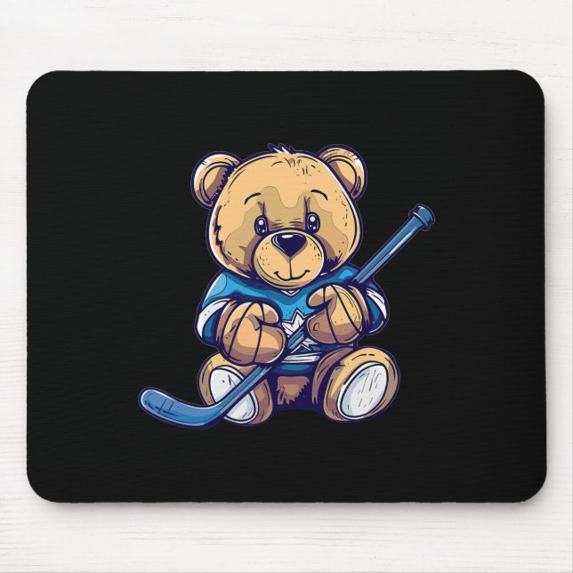 Cute Ice Hockey  Mouse Mat (Front)