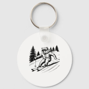 Cute Ice Polar Bear Ski Skiing Snow Holidays Men W Key Ring