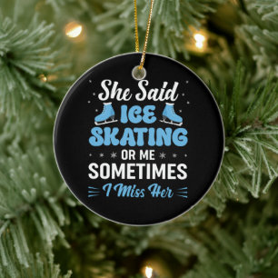 Cute Ice Rink Synchronised is Calling Ceramic Tree Decoration