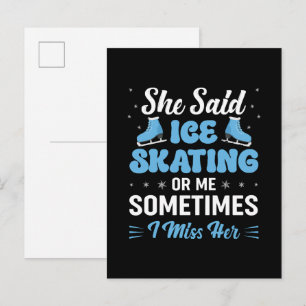 Cute Ice Rink Synchronised is Calling Invitation Postcard