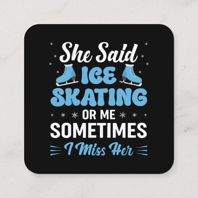 Cute Ice Rink Synchronised is Calling Square Business Card (Back)