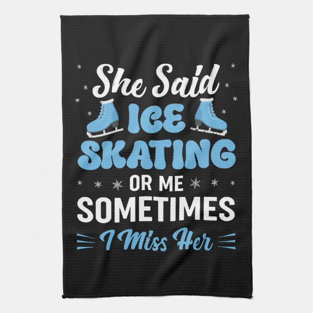 Cute Ice Rink Synchronised is Calling Tea Towel (Vertical)