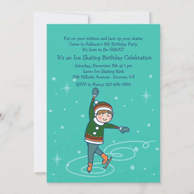 Cute Ice Skater Invitation (Front)