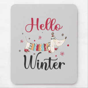 Cute ice skating dog mouse mat