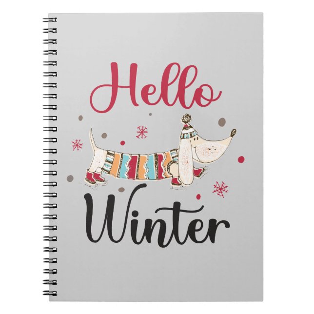 Cute ice skating dog notebook (Front)